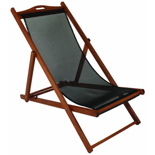 stained beech wood Deck chair - Black
