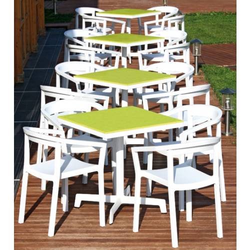 Dining set 4 places in green and white