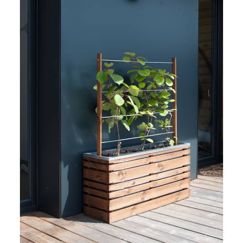 Wood and metal planter with trellis LIGN Z