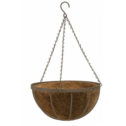 Metal hanging basket with coconut matting