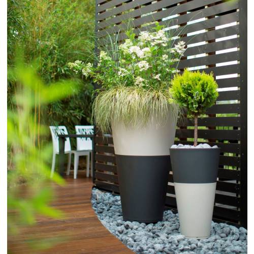 Pot Tokyo - Anthracite / White - D.50 H.80 cm